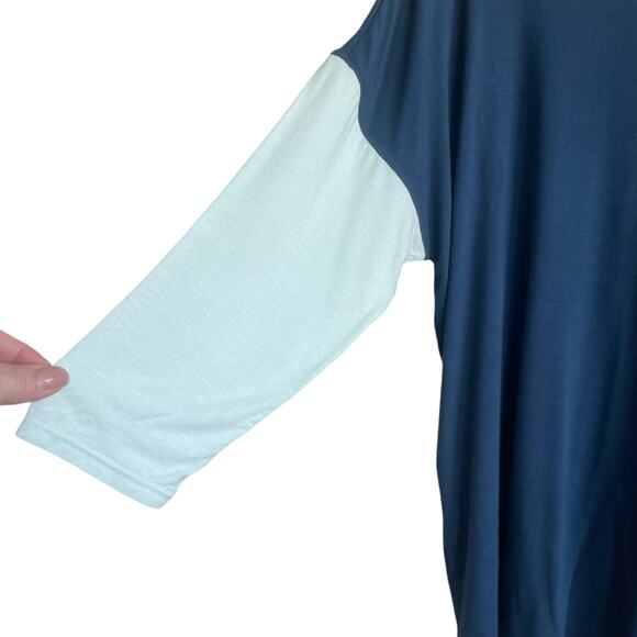 Gaiam Women Yoga Hoodie Top M Blue Color Block Soft Stretch Lounge Activewear - Picture 4 of 12